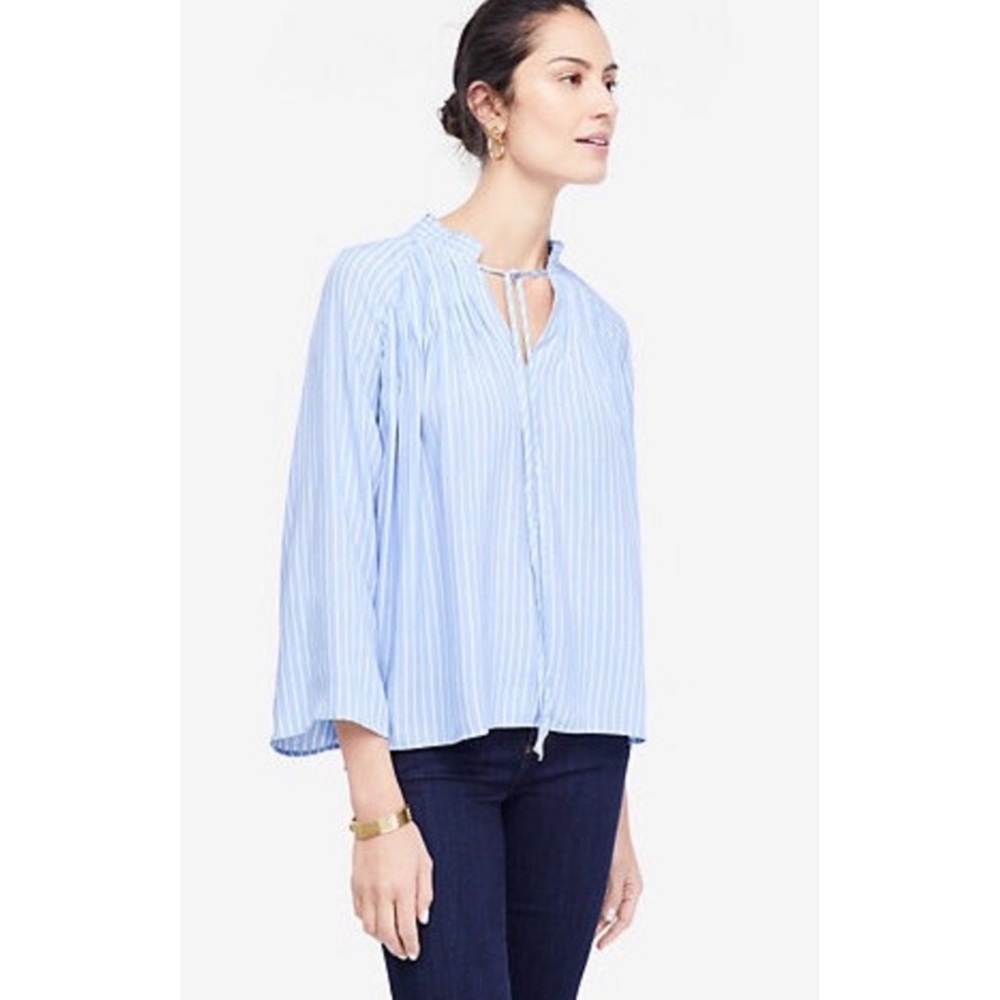 Ann Taylor Pleated collar swing blouse XXS